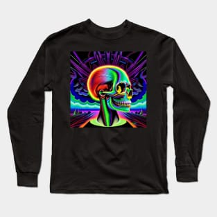 Vibrant Trippy Skull Art 52 Long Sleeve T-Shirt